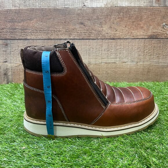 Men's Genuine Leather Zip Up Steel Toe Strong Sole Work Boots 337 - Picture 6 of 9